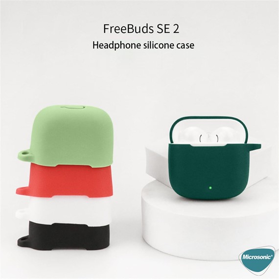 Microsonic Huawei FreeBuds SE 2 Kılıf Askılı Mat Silikon Koyu Yeşil 2