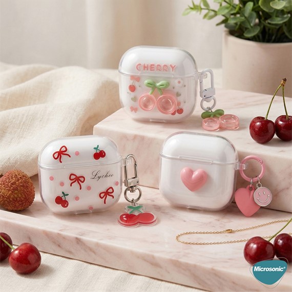 Microsonic Xiaomi Redmi Buds 6 Active Kılıf Figure Series Cherry Pop Pembe 2