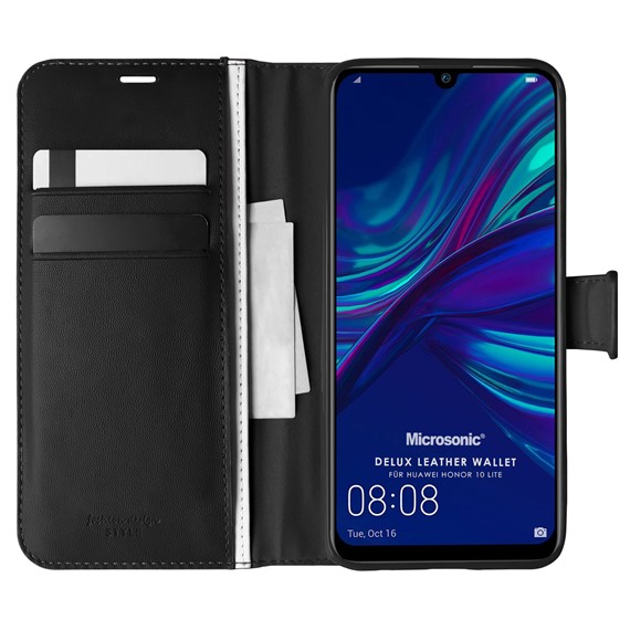 Microsonic Huawei Honor 10 Lite Kılıf Delux Leather Wallet Siyah 1