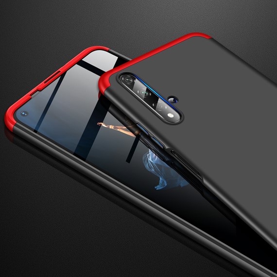 Microsonic Huawei Honor 20 Kılıf Double Dip 360 Protective Siyah Kırmızı 4