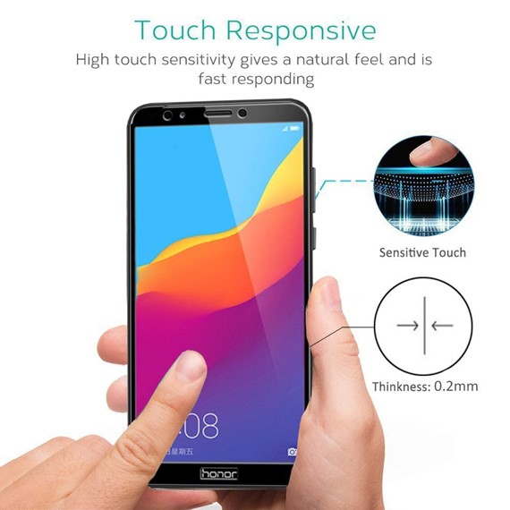 Microsonic Huawei Honor 7S Tam Kaplayan Temperli Cam Ekran koruyucu Siyah 5