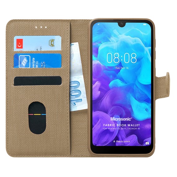 Microsonic Huawei Honor 8S Kılıf Fabric Book Wallet Gold 1