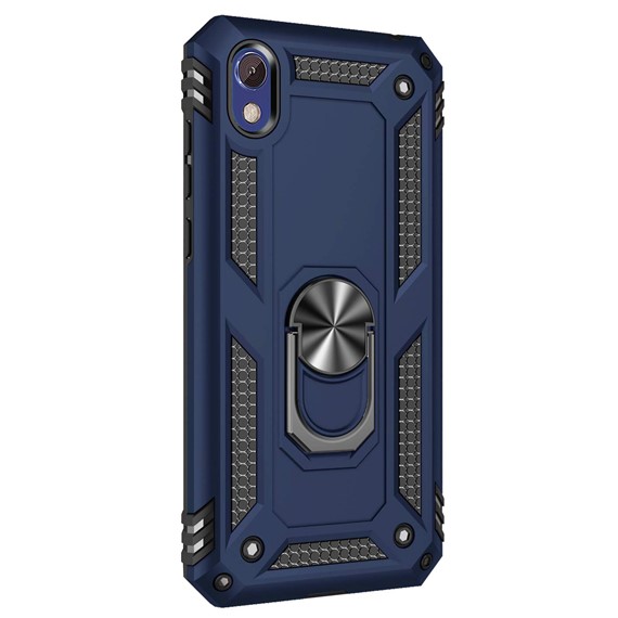 Microsonic Huawei Honor 8S Kılıf Military Ring Holder Lacivert 2