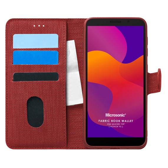 Microsonic Huawei Honor 9S Kılıf Fabric Book Wallet Kırmızı 1