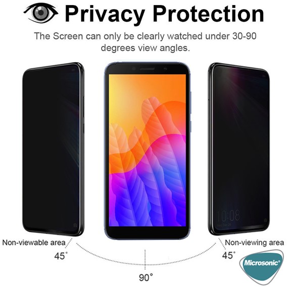 Microsonic Huawei Honor 9S Privacy 5D Gizlilik Filtreli Cam Ekran Koruyucu Siyah 2