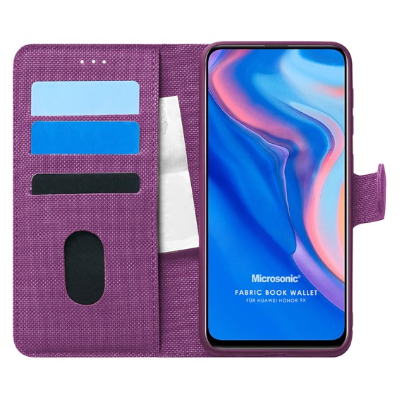 Microsonic Huawei P Smart Z Kılıf Fabric Book Wallet Mor 1