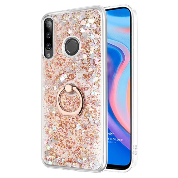 Microsonic Huawei Honor 9X Kılıf Glitter Liquid Holder Gold 1