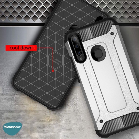 Microsonic Huawei Honor 9X Kılıf Rugged Armor Gümüş 5