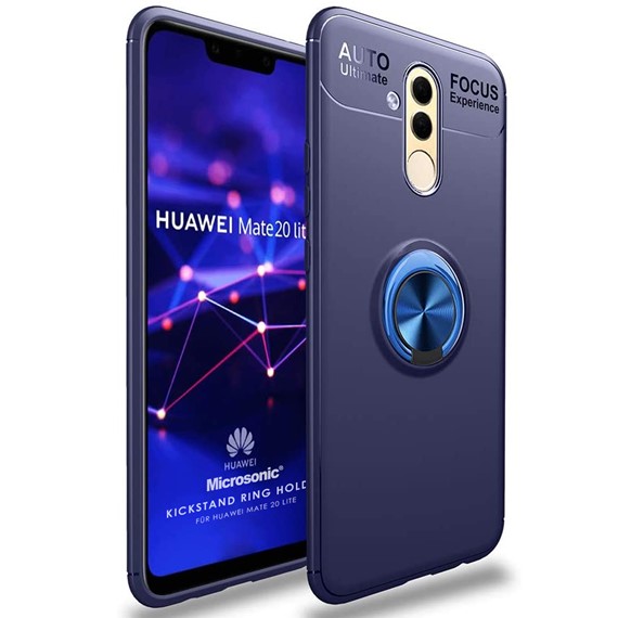 Microsonic Huawei Mate 20 Lite Kılıf Kickstand Ring Holder Lacivert 1