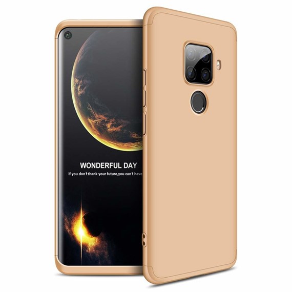 Microsonic Huawei Mate 30 Lite Kılıf Double Dip 360 Protective Gold 1