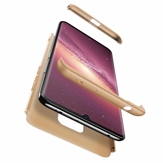 Microsonic Huawei Mate 30 Lite Kılıf Double Dip 360 Protective Gold 3