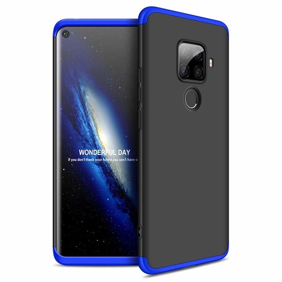 Microsonic Huawei Mate 30 Lite Kılıf Double Dip 360 Protective Siyah Mavi 1