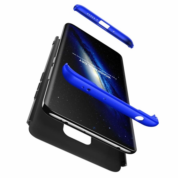Microsonic Huawei Mate 30 Lite Kılıf Double Dip 360 Protective Siyah Mavi 3