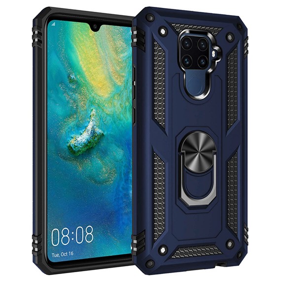 Microsonic Huawei Mate 30 Lite Kılıf Military Ring Holder Lacivert 1