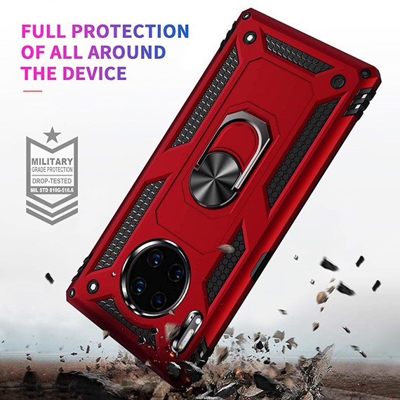 Microsonic Huawei Mate 30 Pro Kılıf Military Ring Holder Lacivert 4