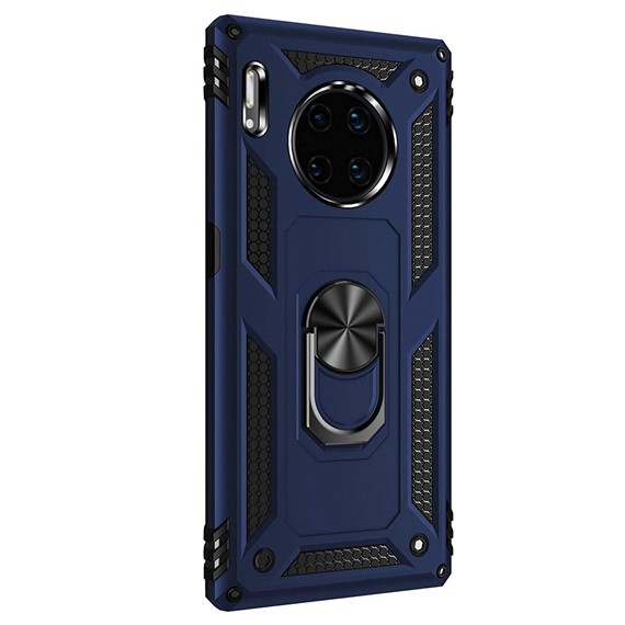 Microsonic Huawei Mate 30 Pro Kılıf Military Ring Holder Lacivert 2