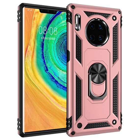 Microsonic Huawei Mate 30 Pro Kılıf Military Ring Holder Rose Gold 1