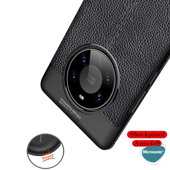 Microsonic Huawei Mate 40 Pro Kılıf Deri Dokulu Silikon Lacivert 5