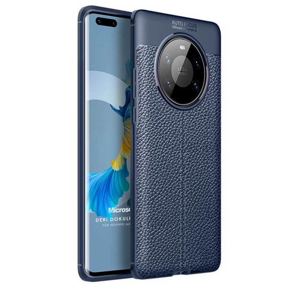 Microsonic Huawei Mate 40 Pro Kılıf Deri Dokulu Silikon Lacivert 1