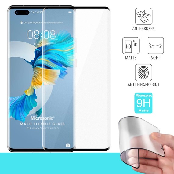 Microsonic Huawei Mate 40 Pro Seramik Matte Flexible Ekran Koruyucu Siyah 1