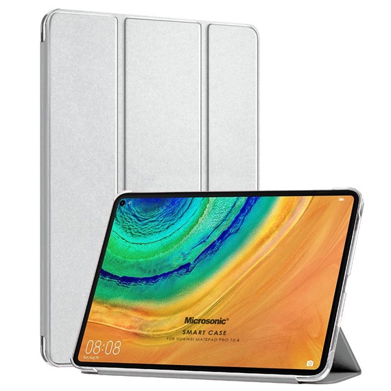 Microsonic Huawei MatePad 10 4 Kılıf Slim Translucent Back Smart Cover Gümüş 1