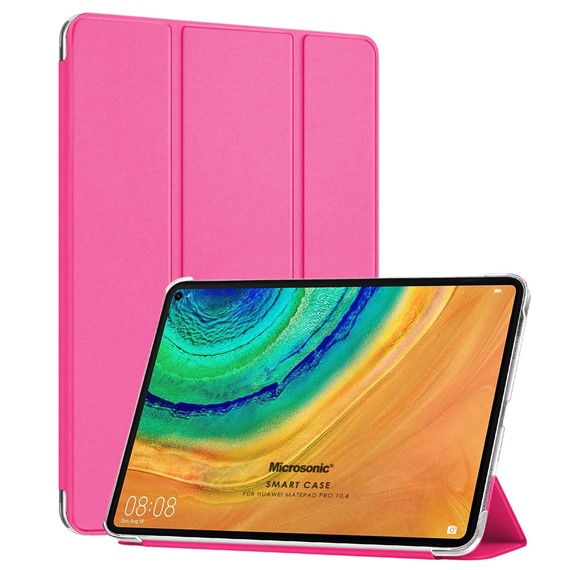 Microsonic Huawei MatePad 10 4 Kılıf Slim Translucent Back Smart Cover Pembe 1