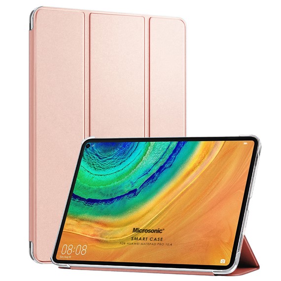 Microsonic Huawei MatePad 10 4 Kılıf Slim Translucent Back Smart Cover Rose Gold 1