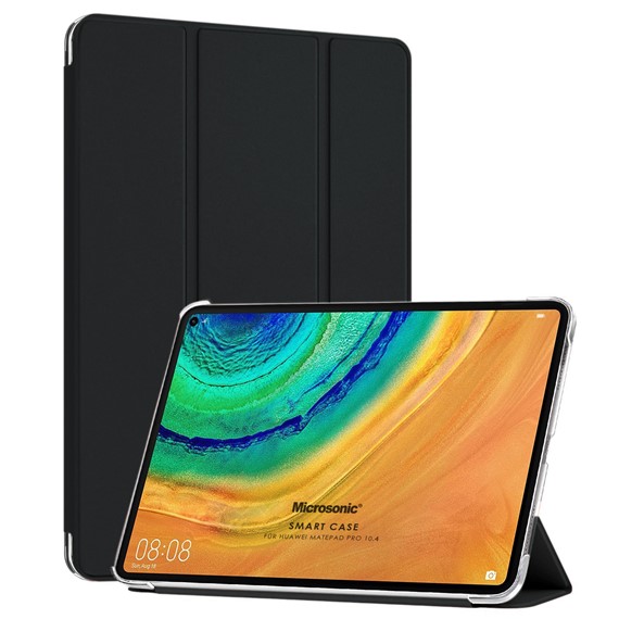 Microsonic Huawei MatePad 10 4 Kılıf Slim Translucent Back Smart Cover Siyah 1
