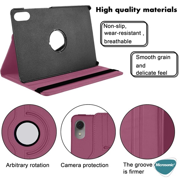 Microsonic Honor Pad X8 Pro Kılıf 360 Rotating Stand Deri Gümüş 4