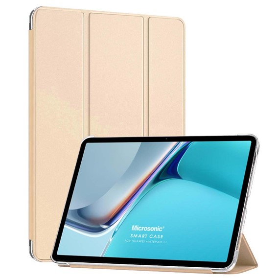 Microsonic Huawei MatePad 11 Kılıf Slim Translucent Back Smart Cover Gold 1