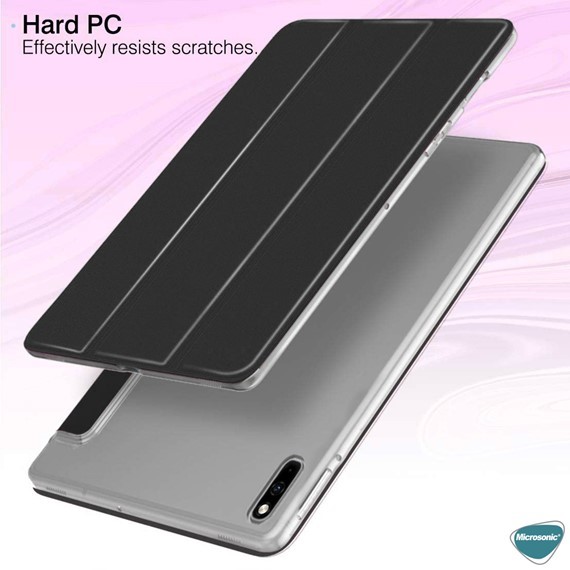 Microsonic Huawei MatePad 11 Kılıf Slim Translucent Back Smart Cover Gümüş 4