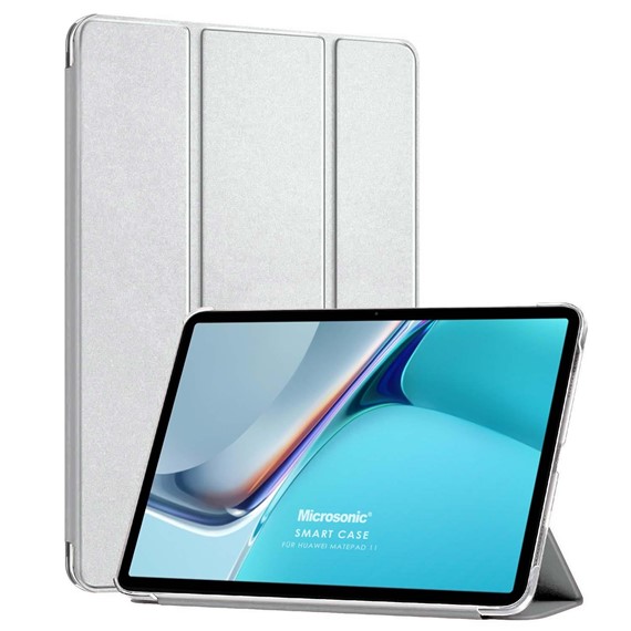 Microsonic Huawei MatePad 11 Kılıf Slim Translucent Back Smart Cover Gümüş 1