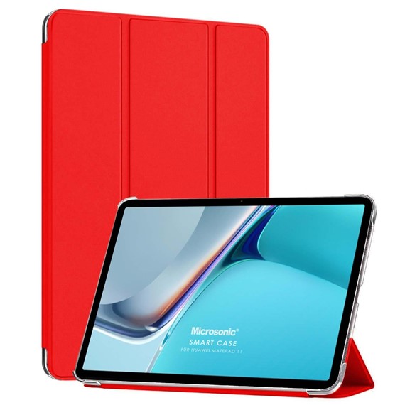 Microsonic Huawei MatePad 11 Kılıf Slim Translucent Back Smart Cover Kırmızı 1