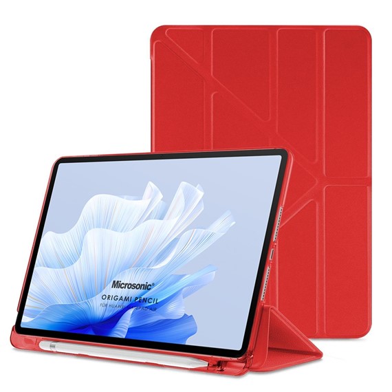 Microsonic Huawei MatePad Air Kılıf Origami Pencil Kırmızı 1