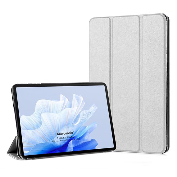 Microsonic Honor Pad X9 Kılıf Slim Translucent Back Smart Cover Gümüş 1