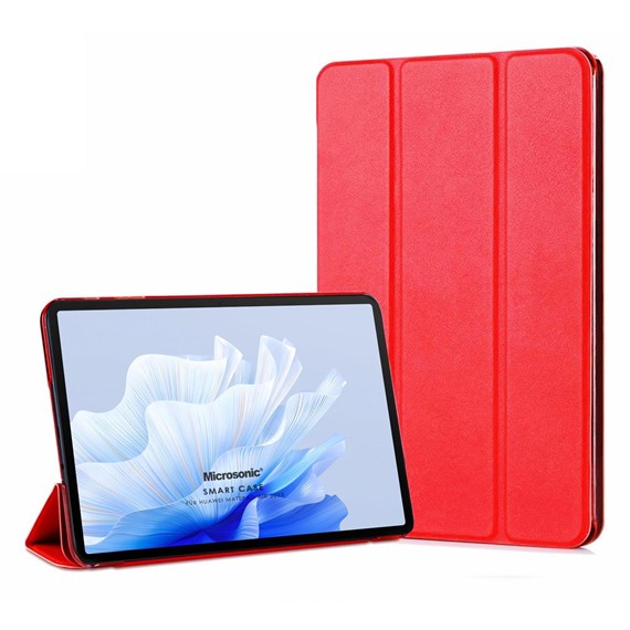 Microsonic Honor Pad X9 Kılıf Slim Translucent Back Smart Cover Kırmızı 1