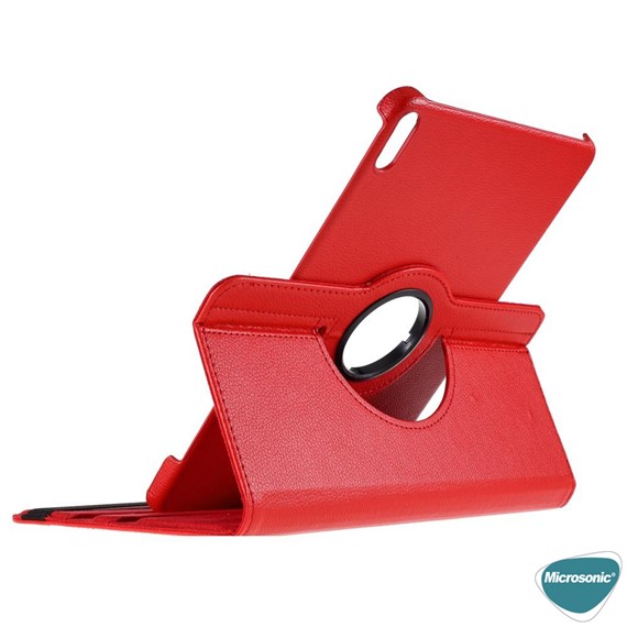 Microsonic Honor Pad X8 Pro Kılıf 360 Rotating Stand Deri Gümüş 5