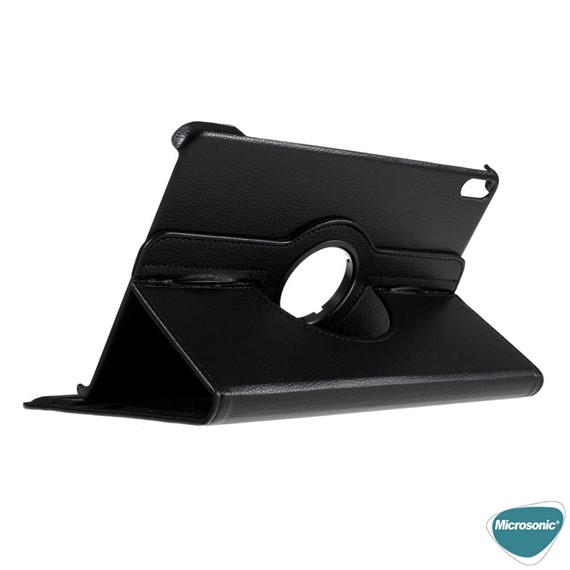 Microsonic Honor Pad X8 Pro Kılıf 360 Rotating Stand Deri Gümüş 6