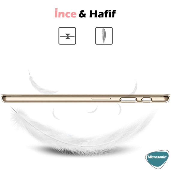 Microsonic Huawei MatePad T10S Kılıf Slim Translucent Back Smart Cover Gold 3