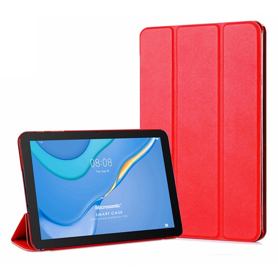 Microsonic Huawei MatePad T10S Kılıf Slim Translucent Back Smart Cover Kırmızı 1