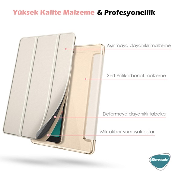 Microsonic Huawei MatePad T8 8 Kılıf Slim Translucent Back Smart Cover Kırmızı 3