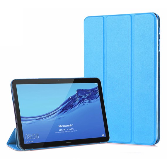Microsonic Huawei MediaPad T3 10 Kılıf Slim Translucent Back Smart Cover Mavi 1