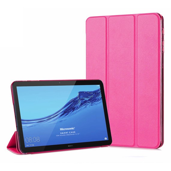 Microsonic Huawei MediaPad T3 10 Kılıf Slim Translucent Back Smart Cover Pembe 1