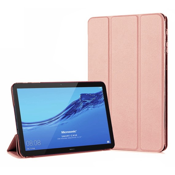 Microsonic Huawei MediaPad T3 10 Kılıf Slim Translucent Back Smart Cover Rose Gold 1