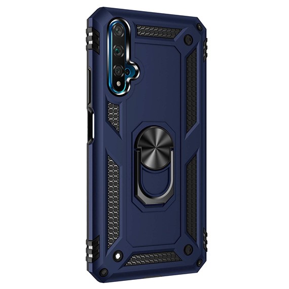 Microsonic Huawei Nova 5T Kılıf Military Ring Holder Lacivert 2