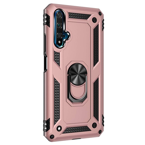 Microsonic Huawei Nova 5T Kılıf Military Ring Holder Rose Gold 2