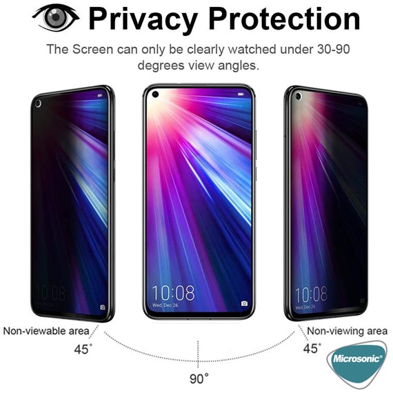 Microsonic Huawei Nova 5T Privacy 5D Gizlilik Filtreli Cam Ekran Koruyucu Siyah 2