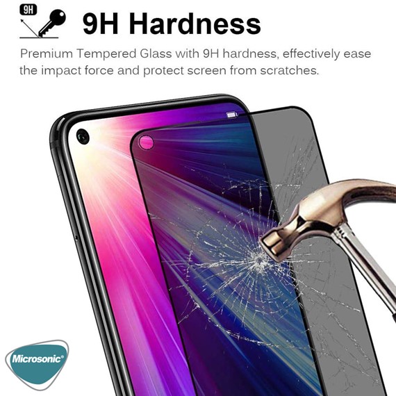 Microsonic Huawei Nova 5T Privacy 5D Gizlilik Filtreli Cam Ekran Koruyucu Siyah 3