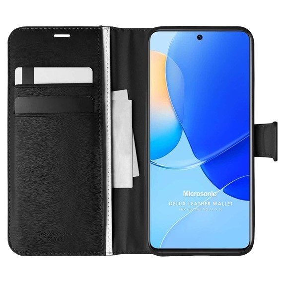 Microsonic Huawei Nova 9 SE Kılıf Delux Leather Wallet Siyah 1