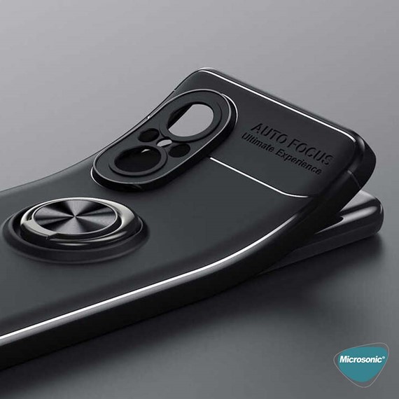 Microsonic Huawei Nova 9 SE Kılıf Kickstand Ring Holder Siyah 4